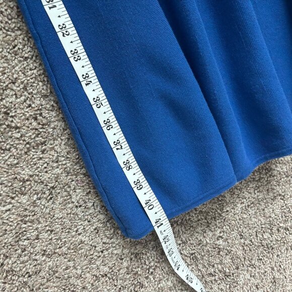 Talbots Scalloped Knit Sweater Dress Sz M Cobalt Blue Fit & Flare Modest A Line - Picture 10 of 10
